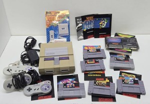 Super Nintendo SNES Video Game System wControllers Cords &amp Games