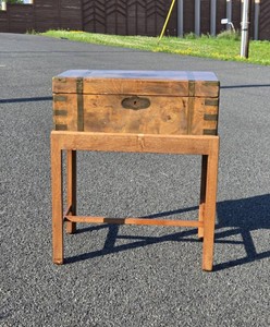 18th19th Century Burled Wood Small Chest wBrass Hardware