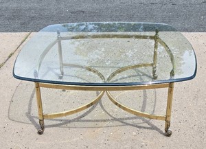 Excellent Quality Solid Brass &amp Leaded Glass Coffee Table