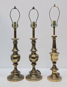 3 Brass STIFFEL Table Lamps