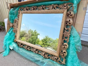 Outstanding LARGE Vintage Ornately Carved Wood Mirror by Trouvailles