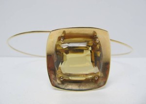 Excellent Vintage Solid 14K Gold Pendant Necklace wLARGE Faceted Citrine by Robert Trisko
