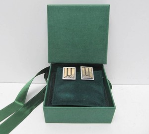 Outstanding Vintage Modernist Designer Sterling Silver &amp 18K Gold Box Earrings