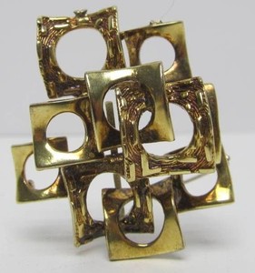 Excellent Signed 3D Sculptural 18K Gold Designer Brooch Pendant&nbsp