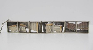 Exceptional Signed Modernist GLENDA ARENTZEN 14K &amp 18K Gold Box Bracelet