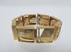 Exceptional Signed Modernist GLENDA ARENTZEN 14K &amp 18K Gold Box Bracelet