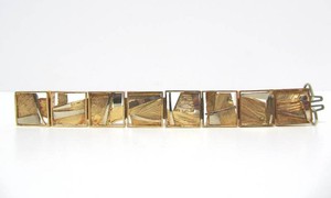 Exceptional Signed Modernist GLENDA ARENTZEN 14K &amp 18K Gold Box Bracelet