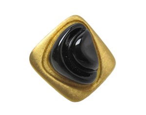 Wonderful Large signed BURLE MARX Solid 18K Gold &amp Carved Black Gemstone Brooch Pendant