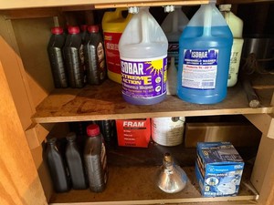 Automotive Fluids & Supplies Mixed Lot - Mobil, Isobar, Fram, Westinghouse - contents unverified