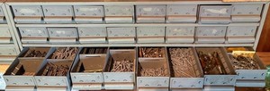 Hardware Parts Cabinet - Assorted Fasteners, Straps & Storage Drawers