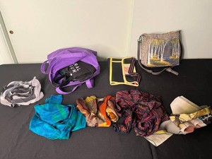 Silk Scarf Mixed Lot With Book Bags - tags w $75 & $59 retail prices