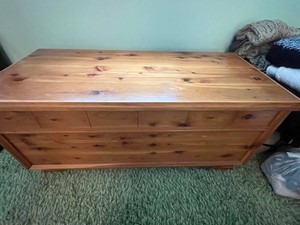 Cedar Chest Solid Pine Blanket Chest 46 X 20 X 21 in - furniture is upstairs and needs to be moved down by buyer
