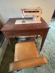 Vintage Sewing Machine Cabinet Singer Stylit 534 w Chair - furniture is upstairs and needs to be moved down by buyer