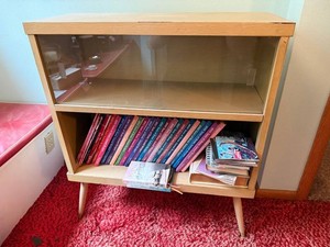 Mid Century Bookcase Display Cabinet 36in W X 12in D X 36in H - books not inc sold separately