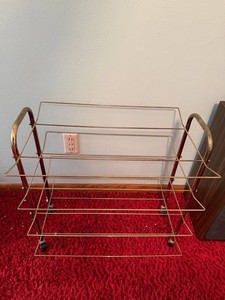 Magazine Rack - Rolling Metal Cart