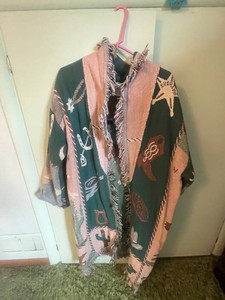 Poncho - Ms-Tique Fringed Open Front Cape