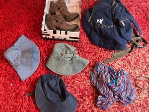 Boots, Backpack & Hats Mixed Lot - Enzo Size 6.5, Big Dogs Backpack