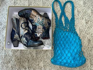 Embroidered Boots & Woven Bag - SIREN-NM Navy Multi Size 5.5 - 6