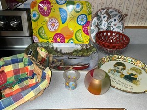 Vintage Home Decor - Trays, Bowls, Basket & Plate