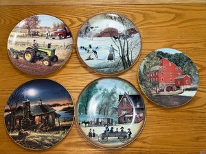 Collector Plates Lot of 5 - Ross Logan, Terry Redlin, P. Buckley Moss & Craig Tennant