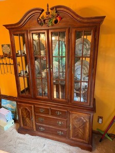 China Cabinet - Vintage Cherry Curio Hutch With Drawer Base - contents not inc