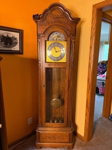 Grandfather Clock Ornate Carved Wood Floor Clock