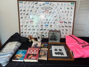 Dog Collectibles Estate Mixed Lot - Doglay Bag, Framed Art & Books