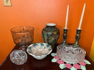 Decorative Glass & Pottery Estate Lot Fitz and Floyd Bowl