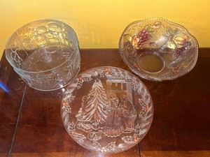 Vintage Glass Bowls & Plate (Lot of 3)