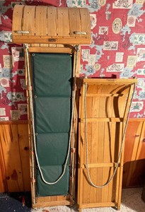 Toboggan Sleds Vintage Wooden Arrowhead Toboggan Co. (Lot of 2)