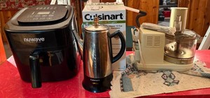 Kitchen Appliance Lot - Nuwave Air Fryer, Cuisinart PRC-12 Percolator & Sunbeam Food Processor