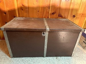 Vintage Wooden Storage Chest Trunk