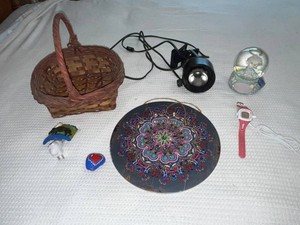 Mixed Home Decor Lot - Garmin Watch, Precious Moments Waterball, Wall Art