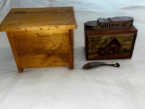 Two Vintage Shoe Shine Boxes - Littles Wooden Caddy