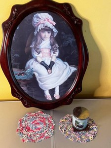 Framed Wall Art Cherry Ripe Portrait With Doilies Mixed Lot