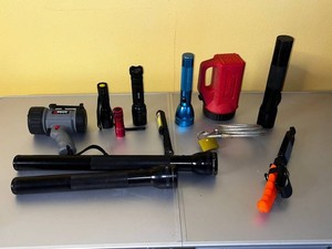 Flashlight Lot - Wagan Tech Spotlight, Coleman Lantern & Tactical Lights w Hunting Knife