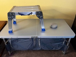 Folding Metal Table With Storage, Portable Folding Metal Step Stool & Furniture Moving Accessories