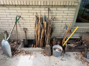 Garden Tools Mixed Lot & Wooden Handles