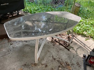 Outdoor Patio Glass Top Table 67 W X 42 D X 29 H