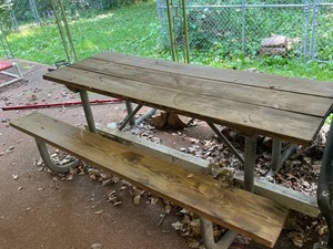 Picnic Table Wooden Outdoor Table With Benches 84 in X 57 in