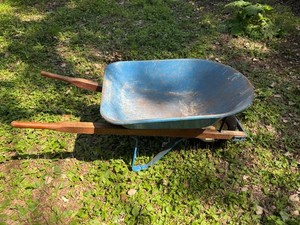 Wheelbarrow Vintage Steel Tub With Wooden Handles