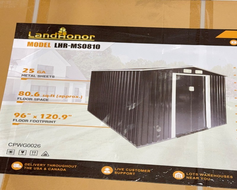 Landhonor 8ft x 10ft Galvanized Apex Roof Metal Shed (LHR-MS0810)