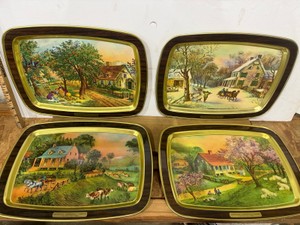 Currier & Ives Trays Set of 4
