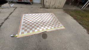 Checkered Tan and White Rug