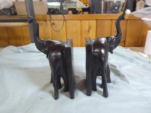 Ebony Elephant Bookends