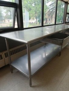 NSF (LONG) STAINLESS COUNTERTOP WITH 2 DRAWERS