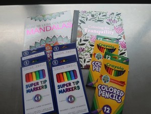 2 BRAND NEW ADULT COLORING BOOKS  SUPPLIES