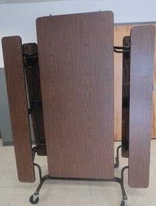 FOLDABLE LUNCHROOM TABLES ON CASTERS