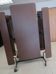 FOLDABLE LUNCHROOM TABLES ON CASTERS