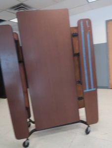 FOLDABLE LUNCHROOM TABLES ON CASTERS